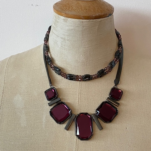 Costume Jewelry - 2x COSTUME necklaces-Purple & black metal Necklace + magnetic hematite necklace.